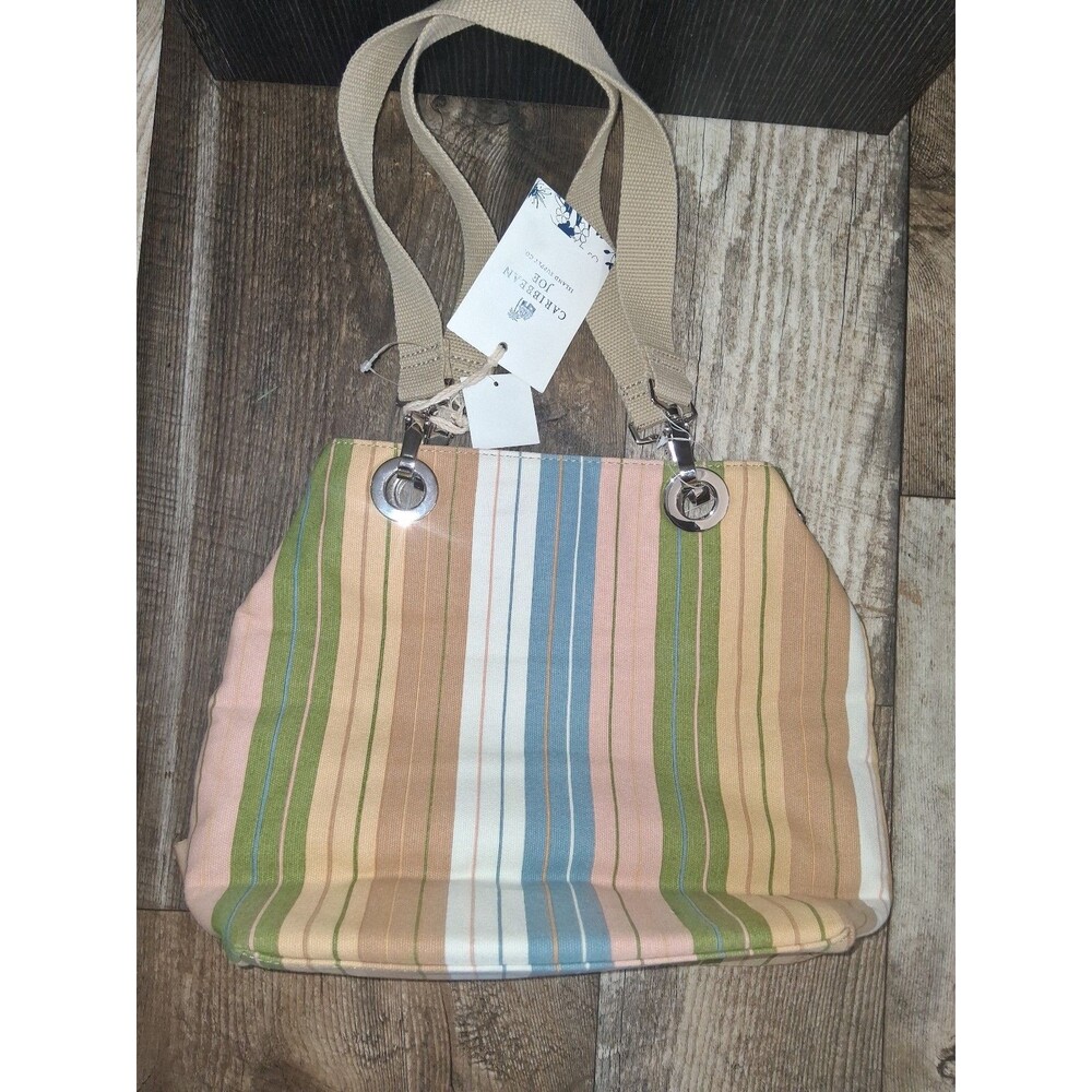 NEW! Carribean Joe Multicolor Striped Canvas Bag - Picture 5 of 12